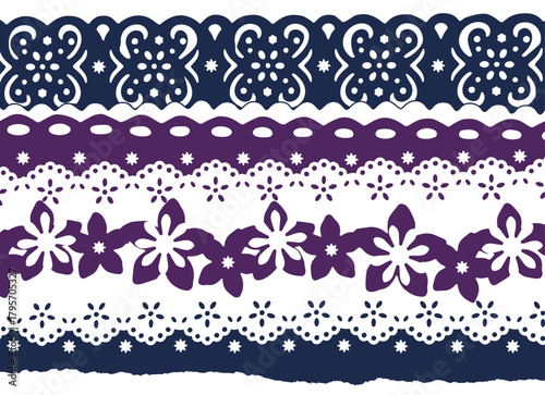 Handmade card cover with decorative hole punches and torn paper. Creative greeting card. Vector illustration.