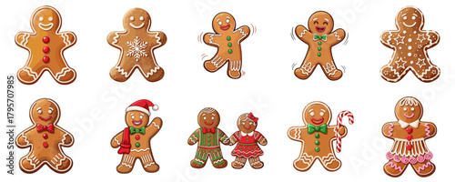 Gingerbread men in festive designs for Christmas celebrations  