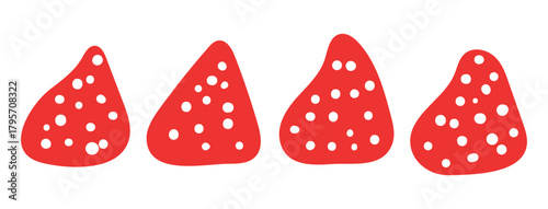 Strawberry fruits, berries, cake decoration hand drawn illustration, isolated vector on transparent. Flat design. Birthday celebration, festival, carnival, party, anniversary clip art, element