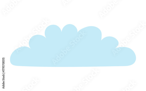 Cute little fluffy, cumulus cloud isolated on transparent background. Hand drawn flat vector illustration. Celestial design element, clip art. Rain cloud, cloudy weather, overcast sky