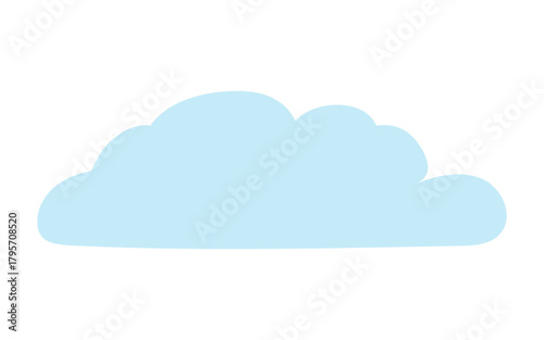 Cute little fluffy, cumulus cloud isolated on transparent background. Hand drawn flat vector illustration. Celestial design element, clip art. Rain cloud, cloudy weather, overcast sky