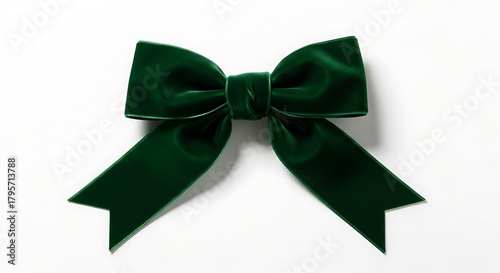 A luxurious dark green velvet bow with wide loops and trailing ribbons.