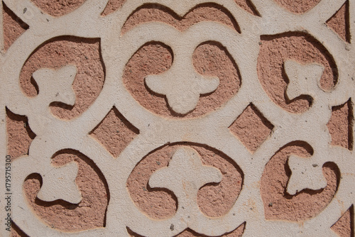 a facade of a building decorated with ornamental reliefs, typical of the houses of Segovia. Spain