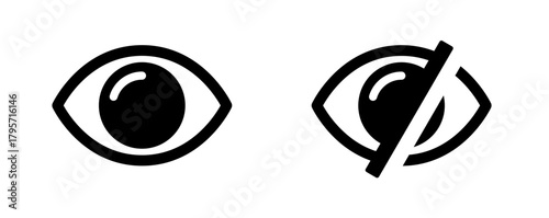 Privacy and visibility icon. Password show and hide symbol