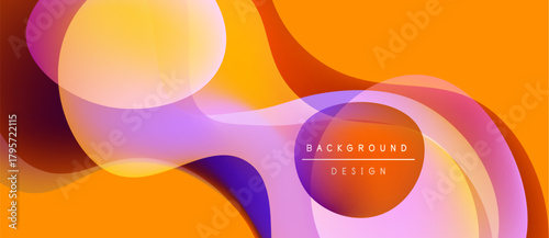 Abstract fluid shapes, vibrant colors blend. Orange, purple hues create dynamic background design. Smooth gradients offer modern aesthetic.