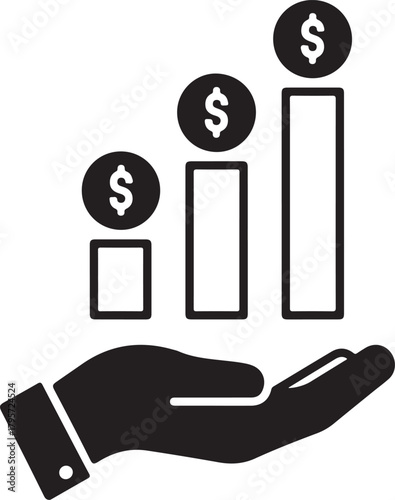 financial money income icon line set dollar arrow cash flow business economy growth signs
