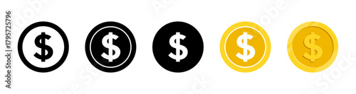 Dollar coin vector icons set. US dollar coin vector symbols collection, vecor icon 10 eps.