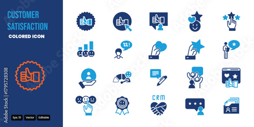 customer satisfaction colored icon set vector design good for web and mobile app