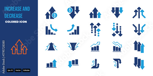 Increase and Decrease colored icon set vector design good for web and mobile app
