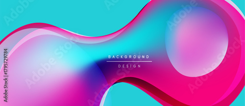 Abstract fluid shapes, vibrant colors blend. Modern design, smooth gradients create dynamic visual effect. Background features looping forms.