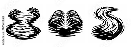 Abstract brush strokes swirls and shapes echoing fluid dynamics and natural textures