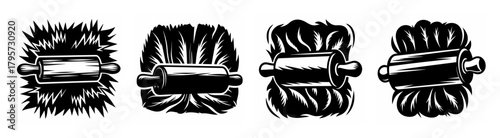 Four antique rolling pins shown from different angles ideal for baking and cooking crafts