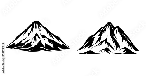 Striking black and white artistic depiction of majestic mountains landscape