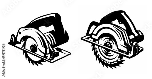 Two detailed circular saw designs side by side for woodworking projects and construction applications