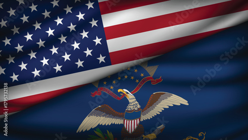 High Quality background with Two Flags of USA and State of USA_States_Two_34.eps
