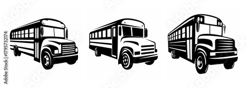 Three classic yellow school buses lined up ready for students fun transportation and education journeys