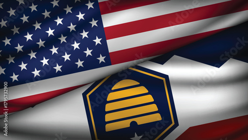 High Quality background with Two Flags of USA and State of USA_States_Two_44.eps