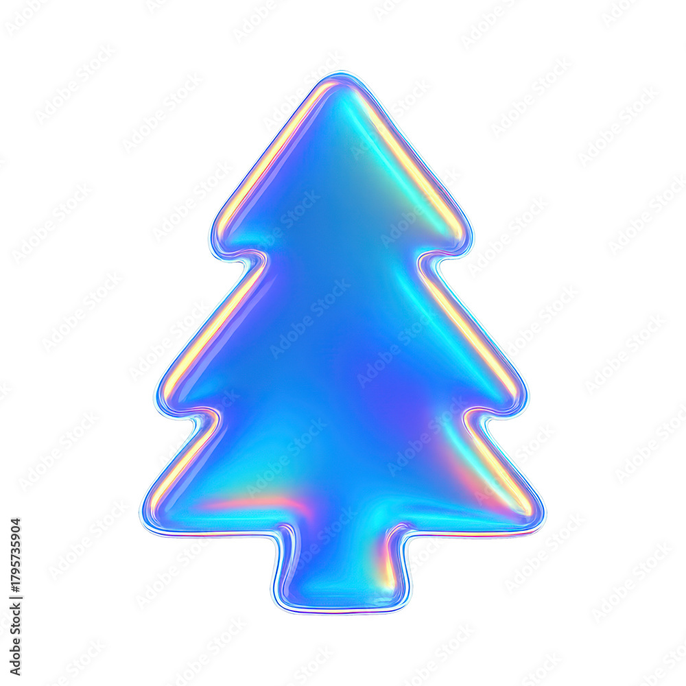 Fototapeta premium PNG Holographic Christmas tree illustration