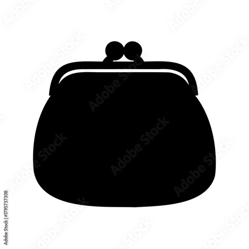 A classic coin purse silhouette in elegant black and white simplicity