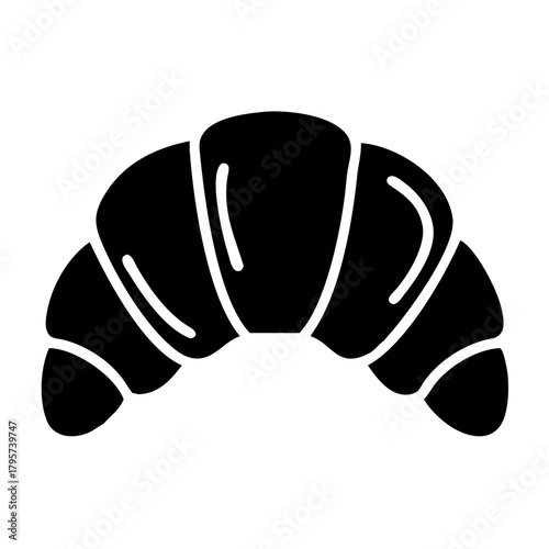 Black croissant icon icon
