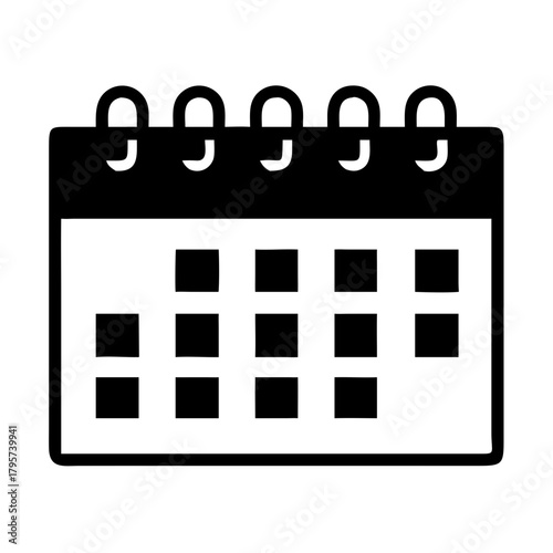 Simple calendar icon with black squares on icon