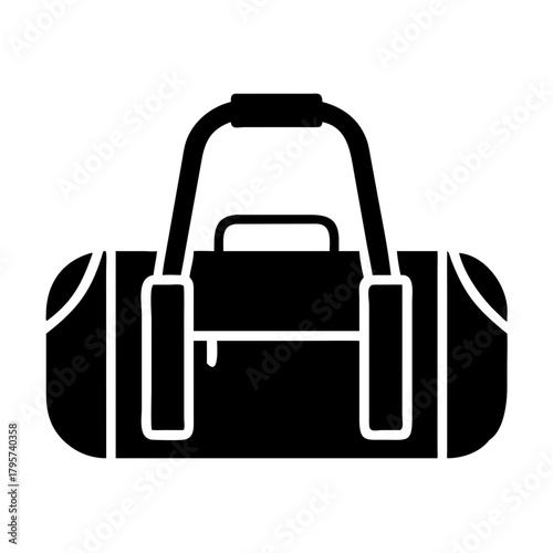 Black duffel bag icon icon