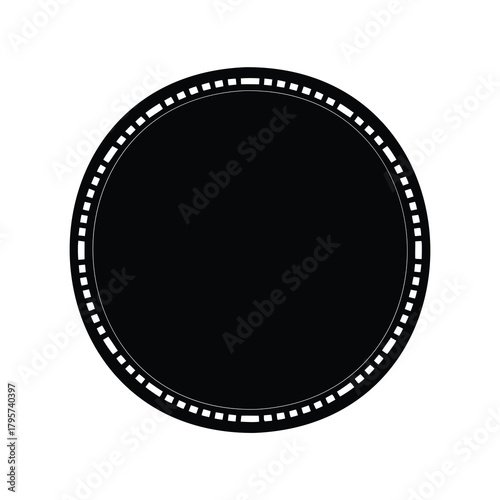 Black circle with a dashed outer ring, suitable for a logo design