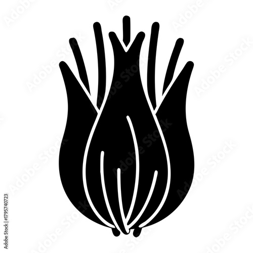 Black silhouette of an onion icon