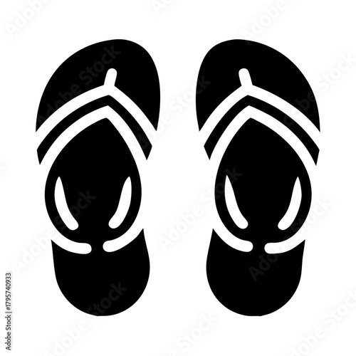 Pair of black flipflops icon