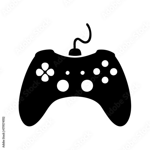 Video game controller with buttons and joystick icon