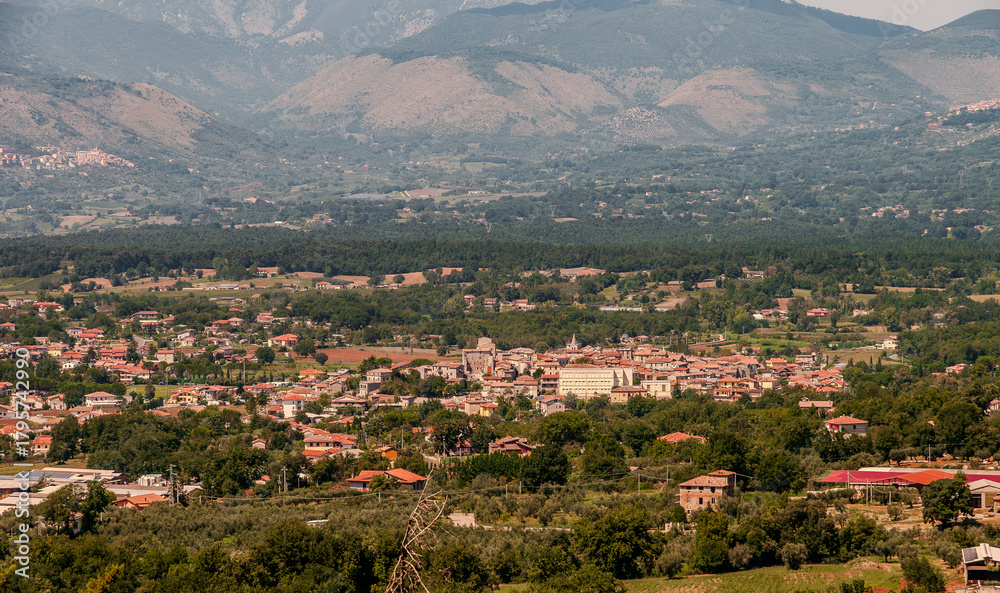 Fototapeta premium Amaseno is located in the Amaseno Valley, between the Ausoni (to the east-south-west) and the Lepini mountains (to the north).