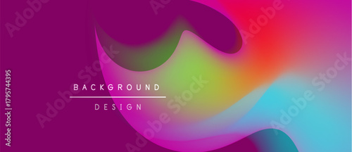 Vibrant abstract background. Fluid shapes blend magenta, red, yellow, turquoise. Modern design elements create dynamic visual impact.