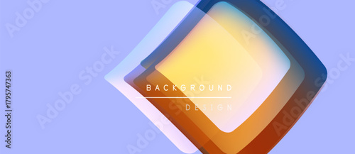 Abstract geometric design. Overlapping squares create vibrant color gradients. Light purple backdrop enhances visual appeal. Modern, clean aesthetic.