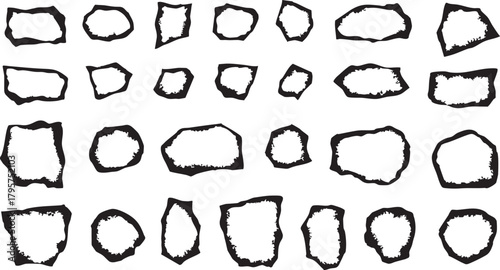 Grunge rough edges label shapes collection vector illustration distressed photo frame border element template