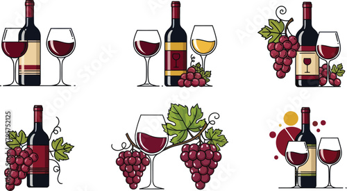 Savor the rich taste of fine wines with elegant bottles and glasses, perfect for celebratory occasions and sophisticated lifestyle branding.