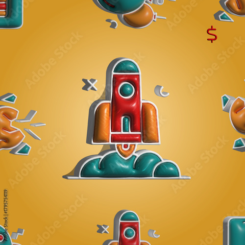 3d Rocket start up launcher Icon