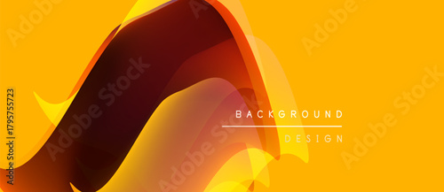 Abstract yellow, orange design. Smooth curves create dynamic flow. Modern background suitable for presentations, graphics.