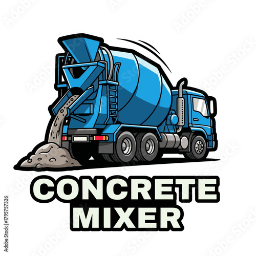 Concrete Mixer Truck Cartoon Logo Construction Vehicle Design