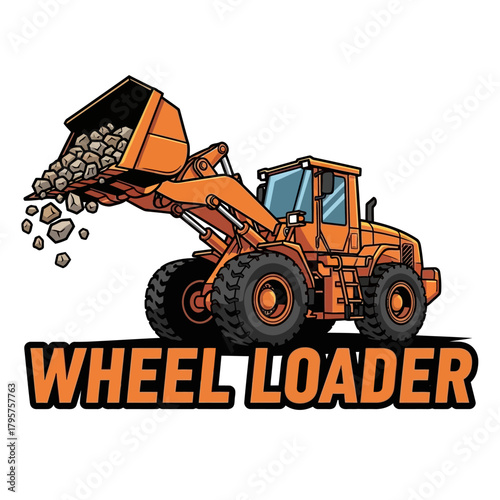 Powerful Wheel Loader Illustration Construction Equipment and Material Handling