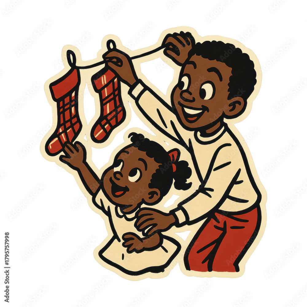 Naklejka premium PNG Vintage holiday joy illustration