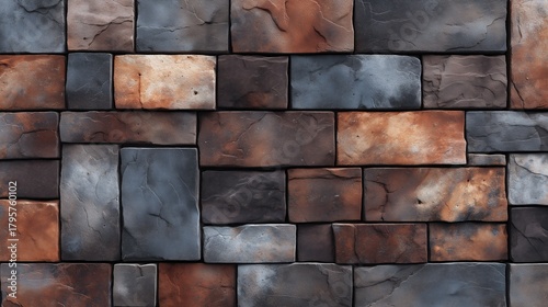 A brick wall with a brown and gray color