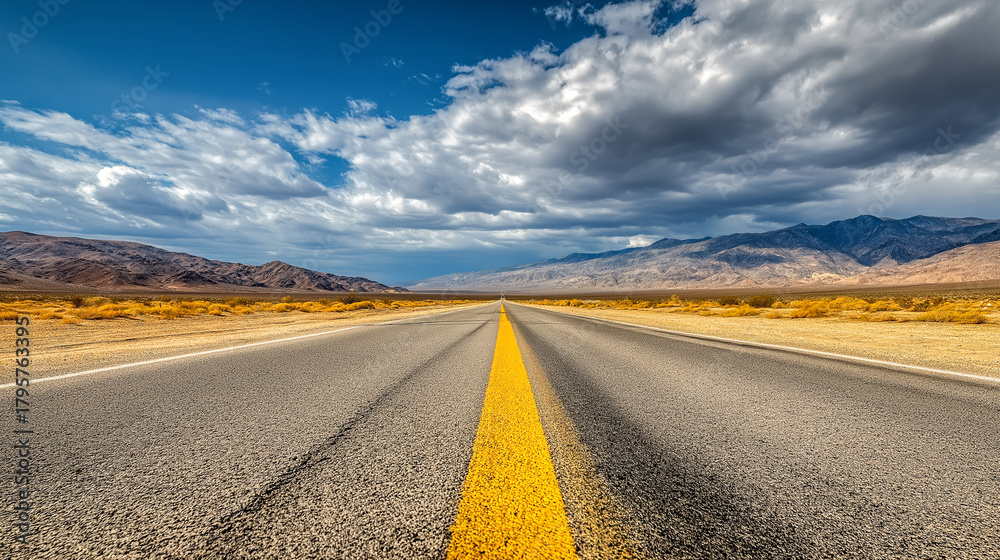 Naklejka premium desert road stretching into horizon