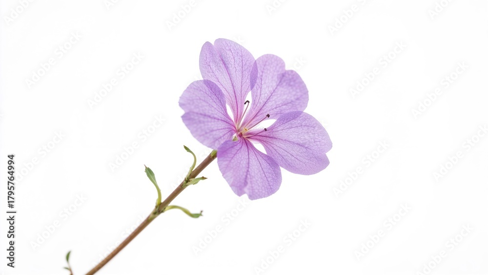 Obraz premium Purple flower on a thin stem with a white background.
