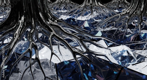 Abstract Tree Roots on a Mirrored Surface - A Study in Reflections.