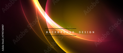 Abstract golden lines over dark background. Smooth curves create dynamic visual effect. Warm colors dominate composition.