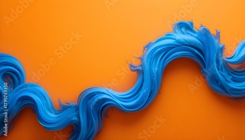 Orange background with blue paint stroke