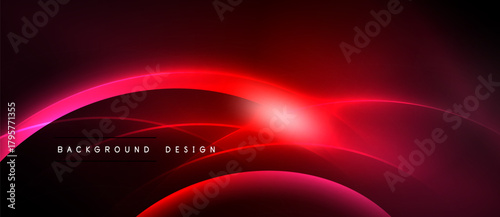 Abstract red design. Glowing curves create dynamic visual impact. Dark background emphasizes bright lines, modern aesthetic.