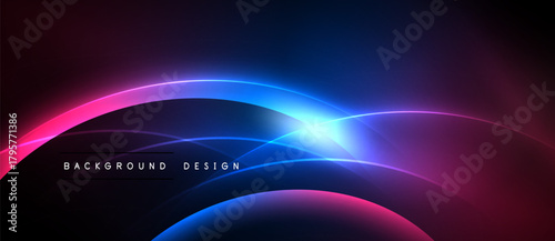 Abstract neon waves, vibrant colors blend. Dark background emphasizes glowing curves, modern design element. Minimalist aesthetic, dynamic composition.