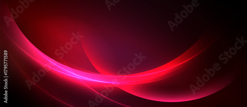 Abstract red waves, dynamic composition. Dark background emphasizes bright curves, creating modern visual effect. Smooth gradients, elegant design.
