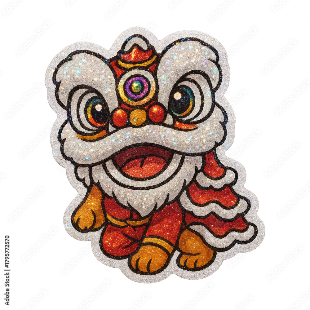 Fototapeta premium PNG Vibrant Chinese lion dance illustration.